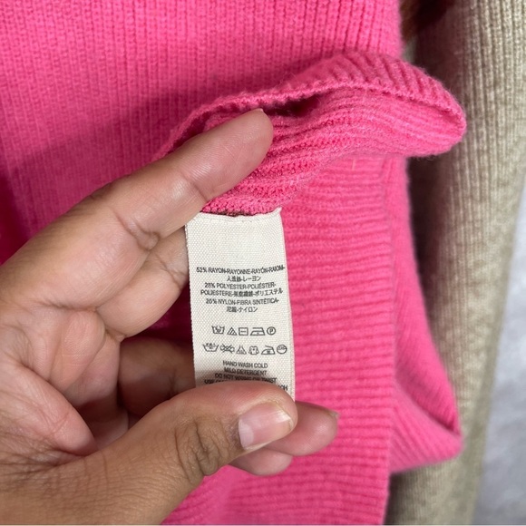 Free People Softly Structured Colorblock Turtleneck Sweater In Candy Pop Size L - Picture 5 of 7
